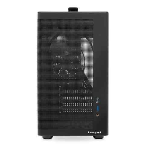 Корпус без блока питания/ Case HSPD M210, Mesh Mid Tower, Black, 0.7 SPCC, 1x90mm mATX, mITX 140/280/150mm 1x2.5", 1x3.5", 4xPCI 1xUSB-A 3.0 302x168x350mm фото 2
