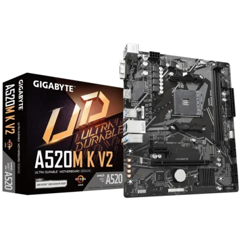 Материнская плата/ MB GIGABYTE AMD A520 sAM4, 2xDDR4(64GB), D-SUB/HDMI 2.1, 1xPCIe 3.0x16, 1xPCIe 3.0, 1xLAN, 4xSATA 6Gb/s, 1xM.2, 4xUSB 3.2, 2xUSB 2.0, 1xPS/2, mATX фото 3
