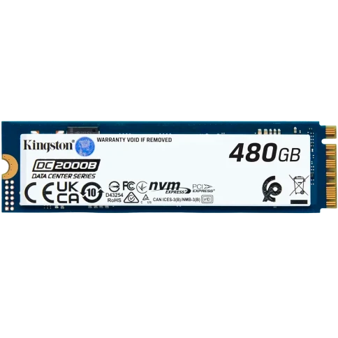 Твердотельный накопитель/ Kingston SSD DC2000B 480GB, M.2 22x80mm, NVMe, PCIe Gen 4x4, 3D TLC, R/W 7000/800MB/s, IOPs 530 000/32 000, TBW 350, DWPD 0.4 (12 мес) фото 1