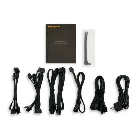 Блок питания/ Power Supply HSPD, 1000W 80+ Gold (ATX, 2.52, Full modular, 1x24(20+4)pin mesh 550mm, 1xCPU*2 8(4+4)pin 650+150mm, 2xPCIe*2 8(6+2)pin 500+150mm, 2xSATA*3 450+150+150mm, 1xMOLEX4pin*3 450+150+150mm , Active, 120x120mm, 150x140x86mm, APFC, OVP фото 4