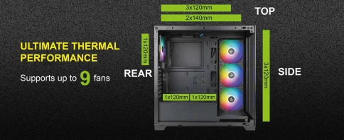 Корпус Azza Neptune черный ATX 5x120mm 2x140mm 2xUSB2.0 1xUSB3.0 audio bott PSU [NEPTUNE CSAZ-491] фото 11