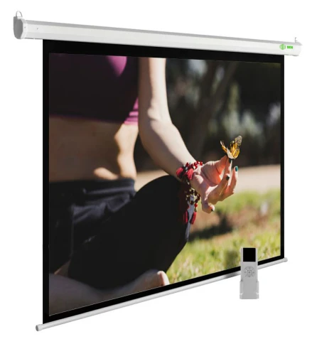 Экран Cactus 200x200см MotoExpert CS-PSME-200x200-WT 1:1 настенно-потолочный рулонный белый (моторизованный привод) фото 1