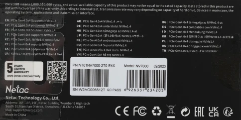 Твердотельный накопитель Netac PCIe 4.0 x4 2TB NT01NV7000-2T0-E4X NV7000 M.2 2280 [NT01NV7000-2T0-E4X] фото 8