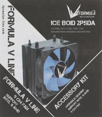 Кулер Formula Ice Boid 2PSDA Soc-AM5/AM4/1200/1700/1851 черный/синий 4-pin 17-34dB Al+Cu 90W Ret [ICE BOID 2PSDA] фото 9