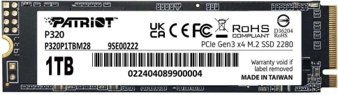 Твердотельный накопитель Patriot PCIe 3.0 x4 1TB P320P1TBM28 P320 M.2 2280 [P320P1TBM28] фото 1