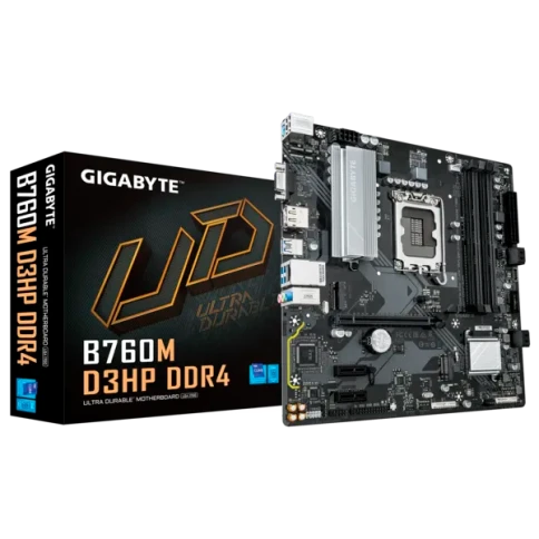 Материнская плата/ MB GIGABYTE INTEL B760 s1700, 4xDDR4(128GB), D-SUB/HDMI 2.1/DP, 1xPCIe 4.0x16, 2xPCIe 3.0, 1xLAN, 4xSATA 6Gb/s, 2xM.2, 3xUSB 3.2, 2xUSB 2.0, 1xPS/2, mATX фото 1