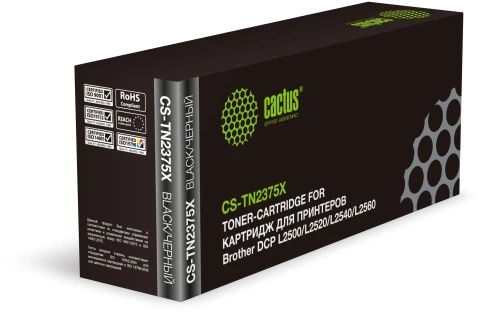 -/ Картридж лазерный Cactus CS-TN2375X TN-2375 черный (5200стр.) для Brother DCP L2500/L2520/L2540/L256 без чипа фото 1