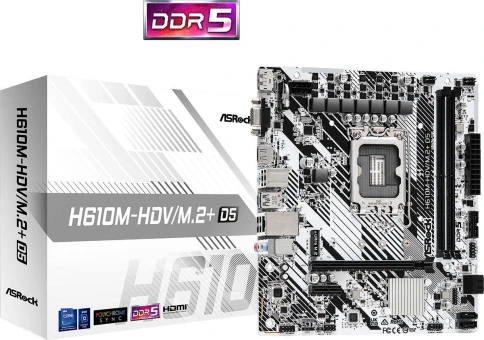 Материнская плата Asrock H610M-HDV/M.2+ D5 Soc-1700 Intel H610 2xDDR5 mATX AC`97 8ch(7.1) GbLAN+VGA+HDMI+DP [H610M-HDV/M.2+ D5] фото 5