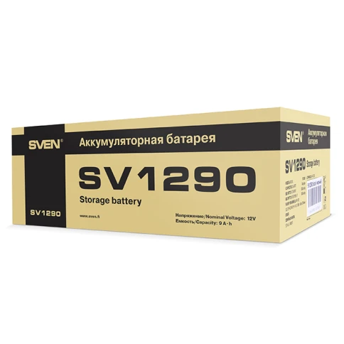 Батарея SVEN SV 1290 (12V 9Ah), напряжение 12В, емкость 9А*ч, макс. ток разряда 128А, макс. ток заряда 2.7А, свинцово-кислотная типа AGM, тип клемм F2, Д/Ш/В 151/65/94, 2.65кг/ Battery SVEN SV 1290 (12V 9Ah), 12V voltage, 9A*h capacity, max. discharging r фото 5