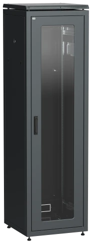 Шкаф сетевой 19" LINEA N 47U 600х800 мм стеклянная передняя дверь черный фото 2
