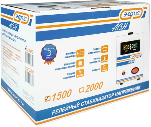 Стабилизатор  АСН- 1500  ЭНЕРГИЯ с цифр. дисплеем/ Stabilizer ASN-1500 ENERGY with numbers. display фото 9