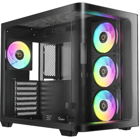 Корпус ПК без блока питания/ Case Ocypus Iota C70 Curve BK ARGB, Midi-Tower, TG, 4x120mm ARGB, 2xUSB-A 3.0 + 1xUSB-C 3.1, ATX, mATX, mITX Black фото 1