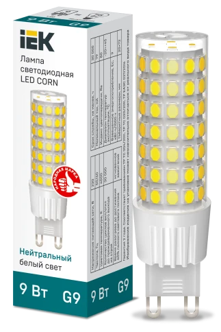 Лампа LED CORN капсула 9Вт 230В 4000К керамика G9 IEK фото 1