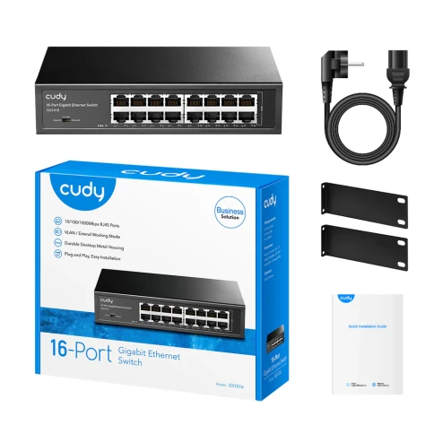 Коммутатор/ 16-Port Gigabit Switch, 16 Gigabit RJ45 Ports, IGMP Snooping, Loop Detection/Prevention, 802.1p/DSCP QoS, Switch/VLAN/Extend working mode DIP switch, Rack-mountable Steel Case, Power Saving, Plug & Play, Rack-Mount kits included фото 4