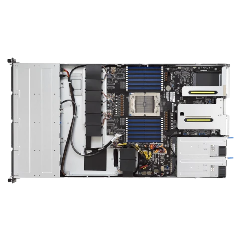 Серверная платформа/ ASUS RS501A-E12-RS4, 1U, 1x  SP5 (LGA 6096) 400W, 24x DIMM DDR5 6400/4800, 4x 3.5'' SATA/SAS, 2x M.2 SATA/NVME x4 22110, 3x PCIe x16+ 1x OCP3.0 x16, 1x 2-port 1GbE Intel I350 LAN, up to 2 single-slot GPU cards, 1+1 1600W фото 9