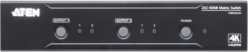 Переключатель, электрон., HDMI, 2> 2 мониторов, без шнуров, (передача сигнала до 20 м.;480p/720p/1080i/1080p-1920x1080/VGA/SVGA/SXGA/UXGA-1600x1200/WUXGA-1920x1200)/ 2X2 HDMI MATRIX SWITCH W/EU POWER CORD фото 1