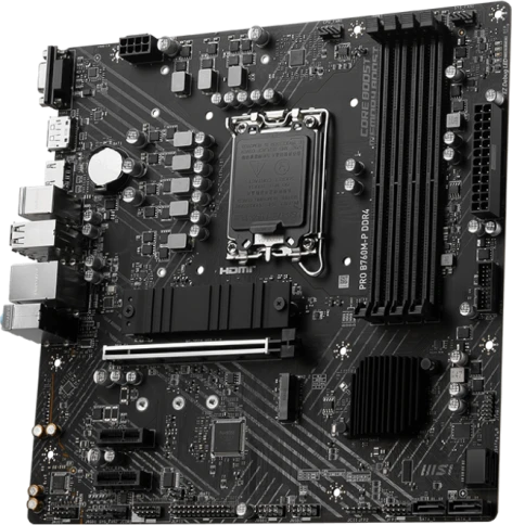 Материнская плата/ MB MSI INTEL B760 s1700, 4xDDR4(128GB), D-SUB/HDMI 1.4/DP, 1xPCIe 4.0x16, 2xPCIe 4.0, 1xLAN, 4xSATA 6Gb/s, 2xM.2, 1xUSB-C, 1xUSB 3.2, 4xUSB 2.0, 2xPS/2, mATX фото 3