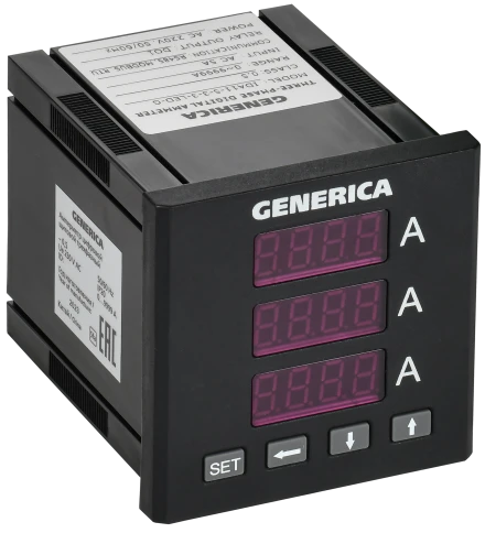 Амперметр цифр. щит. 3-ф. DO RS-485 72х72 LED GENERICA фото 1