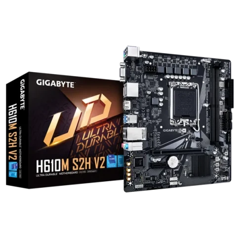 Материнская плата/ MB GIGABYTE INTEL H610 s1700, 2xDDR5(64GB), D-SUB/HDMI 2.1/2xDP, 1xPCIe 4.0x16, 1xPCIe 3.0, 1xLAN, 4xSATA 6Gb/s, 1xM.2, 2xUSB 3.2, 4xUSB 2.0, 1xPS/2, mATX фото 1
