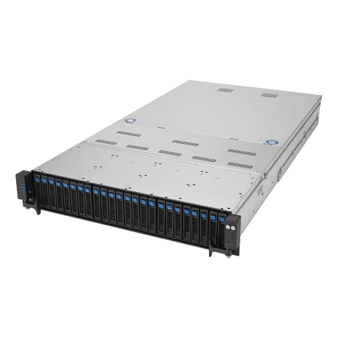 Серверная платформа/ ASUS RS720-E11-RS24U 2U, 2x LGA4677, Intel C741, 32x 5600/4800 MHz (1DPC)/4400(2DPC), 24x 2.5" hs NVMe, 2x M.2, 4x PCIe 5.0, 1 dual-slot GPU, 1x OCP 3.0, 2x 10Gbe RJ45(Intel X710-AT2), 1+1 2600W PWS фото 1