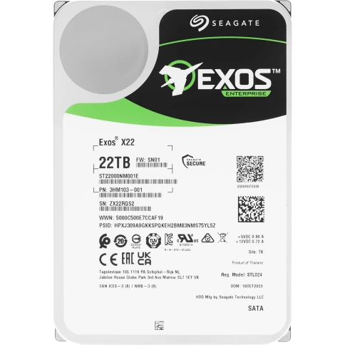 Жесткий диск/ HDD Seagate SATA3 22Tb Exos X22 7200 512Mb  1 year warranty (replacement WD221KRYZ) фото 1