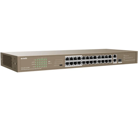 Коммутатор/ Tenda TEF1126P-24-250W 24FE+2GE/1SFP Rackmount Switch With 24-Port PoE фото 2