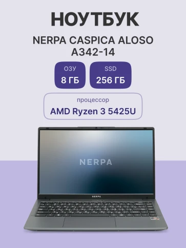Ноутбук/ Ноутбук NERPA CASPICA ALOSO A342-14 (14.1" IPS/1920x1080/AMD Ryzen 3 5425U (2.7GHz)/8GB/256GB NVMe SSD/Vega 6/WiFi+BT/Win11Pro/51WHr/1.45kg/Grey/1Y) фото 2