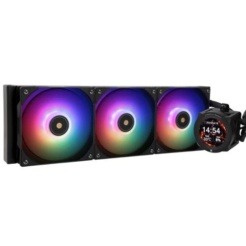 Система жидкостного охлаждения/ Water Cooling System Thermalright Core Vision 360 (360mm, LED, Black, ARGB/ Fans: 3x120mm, 72.37CFM, 27.7dBA, 2000RPM/ Pump height 66mm, Rad thickness 27mm/ S: 1700, 1200, 1851, 115X, 2011, 2066, AM5, AM4) фото 1