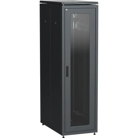 Шкаф сетевой 19" LINEA N 42U 600х1000 мм стеклянная передняя дверь, черный фото 1