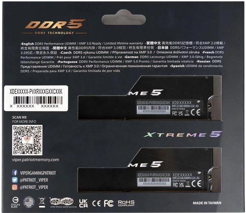 Оперативная память DDR5 2x16Gb 7600MHz Patriot PVXR532G76C36K Viper XTREME RGB RTL Gaming PC5-60800 CL36 DIMM 288-pin 1.45В с радиатором Ret [PVXR532G76C36K] фото 14