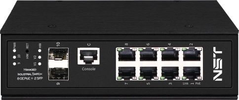 Промышленный управляемый (L2+) HiPoE коммутатор Gigabit Ethernet/ Промышленный управляемый (L2+) HiPoE коммутатор Gigabit Ethernet на 8GE PoE + 2 GE SFP порта с функцией мониторинга температуры/ влажности/ напряжения. Порты: 1 x GE (10/100/1000Base-T) с P фото 1