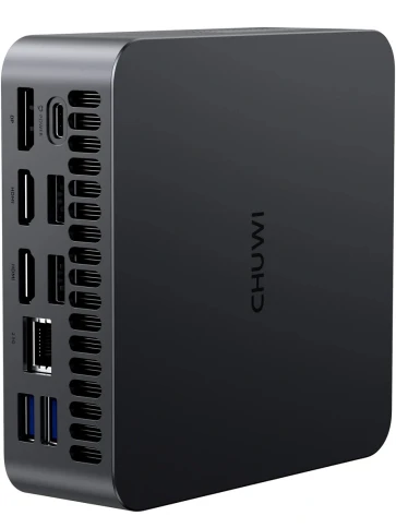 Компьютер/ Chuwi AuBox  Intel Core Ultra 7 256V(2.2Ghz)/16384Mb/1000PCISSDGb/Int:Intel Iris Xe Graphics/BT/WiFi/war 1y/0.865kg/Gray/Win11Pro + DDR5 (no Slots)/USB3.2*5/HDMI*2/DP*1/RJ45*1/WIFI6E,BT5.3/Tipe-C*2/bracket/Aluminum Alloy + Galvanize фото 9