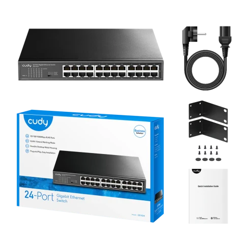 Коммутатор/ 24-Port Gigabit Switch, 24 Gigabit RJ45 Ports, IGMP Snooping, Loop Detection/Prevention, 802.1p/DSCP QoS, Switch/VLAN/Extend working mode DIP switch, Rack-mountable Steel Case, Power Saving, Plug & Play, Rack-Mount kits included фото 4