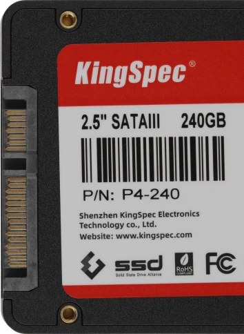 Твердотельный накопитель/ Kingspec SSD P4-240, 240GB, 2.5" 7mm, SATA3, R/W 540/480MB/s, IOPs н.д./н.д., TBW 60, DWPD 0.23 (3 года) фото 5