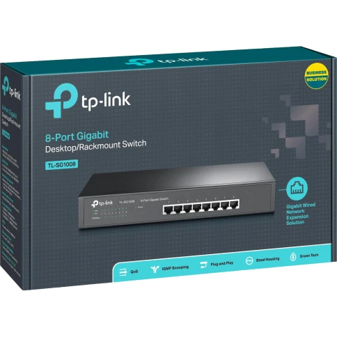 Сетевой коммутатор/ 8-port Gigabit Switch, 8 10/100/1000M RJ45 ports, 1U 13-inch rack-mountable steel case фото 4