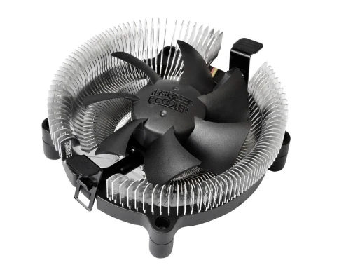 Кулер для процессора/ CPU Cooler PCCooler E80 (65W, 3-pin, 42mm, Al/Cu, -mm, 1x80mm, 29.61CFM, 22dBA, 2000RPM, S: 1851/1700/1200/115X, AM5/AM4, silver, black) фото 2