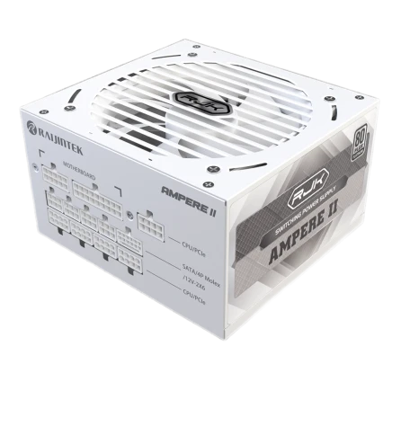 Блоки питания/ Power Supply Raijintek AMPERE II 1000, 1000W 80+ Platinum (ATX, 3.1, PCIe 5.1, Full-modular, 1x24(20+4)pin, 2x4+4-pin CPU, 3x6+2-pin PCIe, 1x12V(2x6), 10xSATA3, 5xMolex, Active, 120x120mm, 150x140x86mm, APFC, white) фото 2