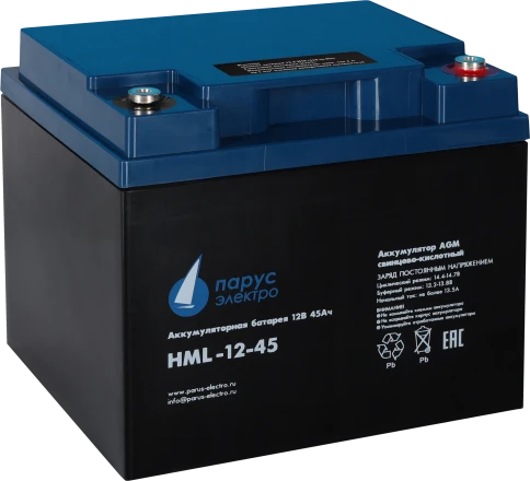 Battery Parus Electro, HML-12-45, 12V, 45Ah фото 1