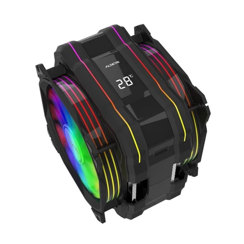 Вентилятор ALSEYE M120D (PLUS) Universal, 200W, Heat pipe 6mm*6, 120mm FAN 700;1900rpm, 73.75CFM, 41.2dBA, 8 LED, LED temperature cover RTL, (874289) фото 1