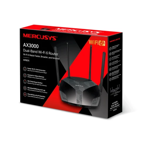 Маршрутизатор/ AX3000 Dual-Band Wi-Fi 6 Router, 574 Mbps at 2.4 GHz + 2402 Mbps at 5 GHz, 4x Fixed External Antennas, 3x Gigabit LAN Ports, 1x Gigabit WAN Port фото 3