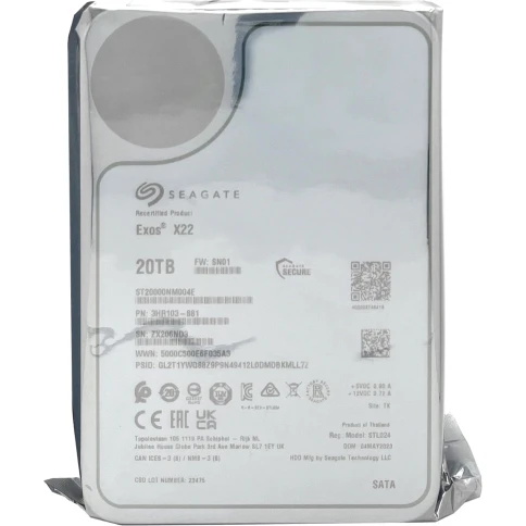 Жесткий диск/ HDD Seagate SATA3 20Tb Exos X22 7200 RPM 512Mb OFFICIAL RECERTIFIED 1 year warranty (replacement ST20000NM007D, ST20000NM002H) фото 8