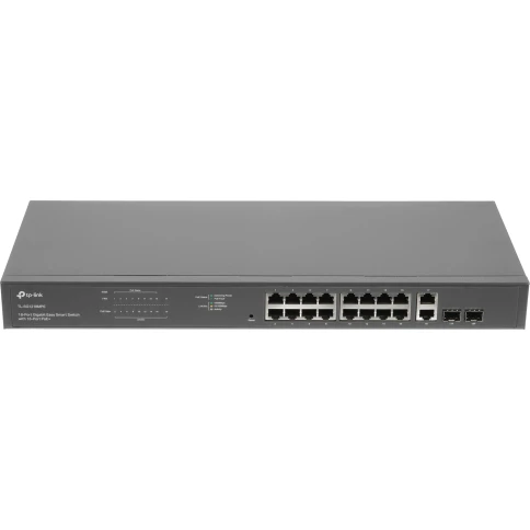 Коммутатор/ 18-port Gigabit PoE Smart switch, 16 RJ45 PoE ports 10/100/1000Mbps, 2 Gb combo SFP slots, PoE budget 250W фото 2