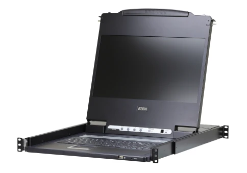 Kонсоль управления, для KVM-переключателей, электрон., 19", HD, SVGA+KBD+MOUSE PS/2 USB,DVI с KVM шнуром USB 1.8м, LCD экран 17", лат./рус.Kлав., (выход на вторую конс 1280x1024 75Hz DDC2BKрепление SINGLE RAIL доп.порт USB A-типа Female)/ SINGLE фото 1