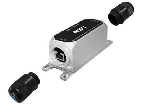 Уличное устройство грозозащиты/ Уличное устройство грозозащиты линий Ethernet и Ethernet + PoE на 1 канал (УЗИП). Класс II. Защищает Ethernet и PoE оборудование от наведенного напряжения высоких энергий. Скорость передачи данных: 10/100/1000/2500 Мбит/c. фото 6