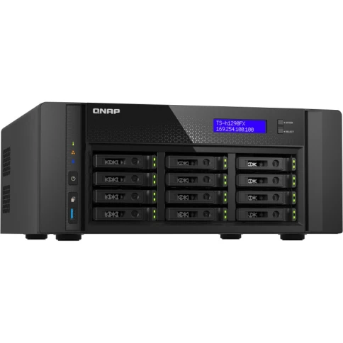 Сетевое хранилище без дисков/ Enterprise QNAP TS-h1290FX-7302P-128G12-Bay NAS(2.5 SATA/SSD U.2 NVMe w/o HDD), AMD EPYC 7302P 3.0 GHz (3.3 GHz), 128 GB DDR4 ECC, 2x2.5GbE LAN, 2 x 25GbE SFP28 port фото 2
