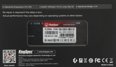 Твердотельный накопитель Kingspec PCIe 3.0 x4 512GB NX-512 M.2 2280 0.9 DWPD [NX-512] фото 9