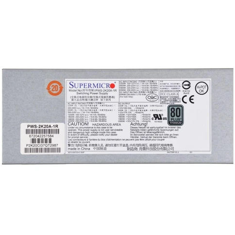 Блок питания SuperMicro PWS-2K20A-1R 1U 2200W Redundant, Titanium, 76(W) X 40(H) X 336(L) mm фото 3