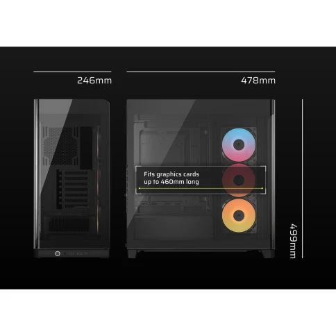 Корпус без блока питания/ Case Corsair Frame 4500X RS-R ARGB, Midi-Tower, TG, 3x120mm ARGB reverse fans, 2xUSB-A 3.2, 1xUSB 3.2 Type-C, E-ATX, ATX, mATX, mITX Black фото 8