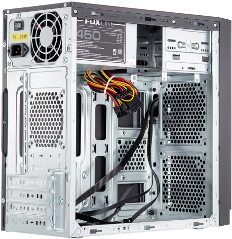 Корпус с блоком питания 450Вт./ Case Foxline FL-702, mATX, 1x5.25EXT, 1x3.5EXT, 2x3.5INT, 2xUSB3.0, HDA, w/o FAN, w/450W ATX PSU, w/1.2m EU pwr cord фото 2