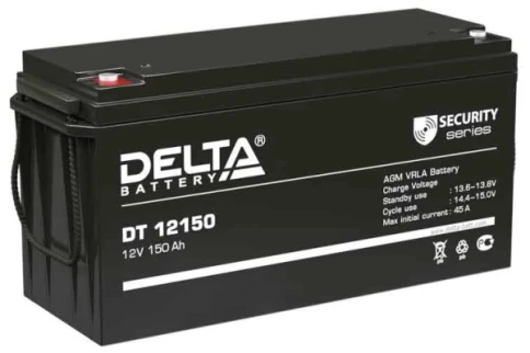 Батарея DELTA серия DT, DT 12150, напряжение 12В, емкость 150Ач (разряд 20 часов),  макс. ток разряда (5 сек.) 1500А, макс. ток заряда 45А, свинцово-кислотная типа AGM, клеммы под болт М8, ДxШxВ 486х171х243мм., вес 40кг., срок службы 10 лет./ Battery DELT фото 1